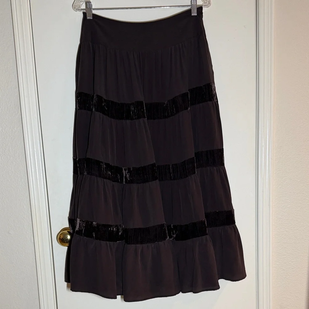 INC International Concepts Women's 100% Silk Skirt Chocolate Brown Color